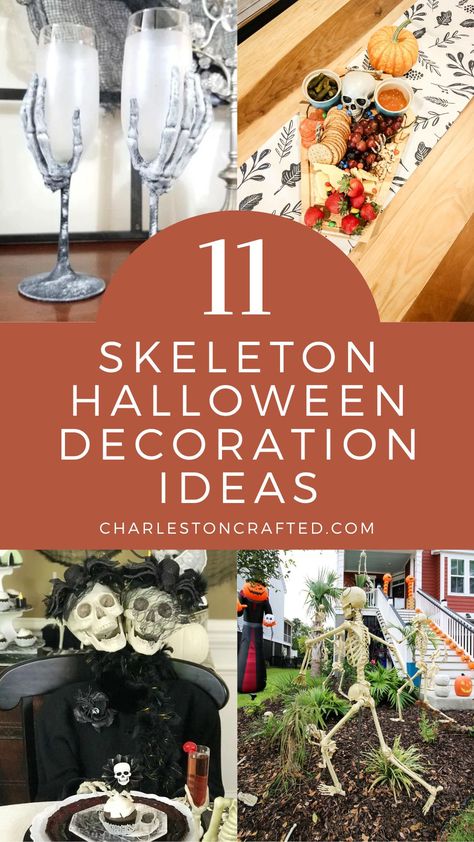 Halloween Yard Displays, Halloween Skeleton Decorations, Halloween Decoration Ideas, Halloween Tablescape, Skull Crafts, Halloween Party Snacks, Pirate Halloween, Skeleton Decorations, Spooky Halloween Decorations