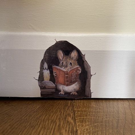 Reading A Book, Dream House Decor, الرسومات اللطيفة, A Mouse, Dream Home Design, Home Deco, A Book, Wall Stickers, Wall Murals