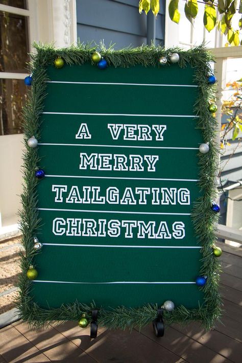 A Verry Merry Tailgating Christmas party with Such Cute Ideas via Kara's Party Ideas KarasPartyIdeas.com #TailgatingParty #FootballParty #Ch... Cupcake Football, Ideas For Fundraising, Seahawks Christmas, Tailgate Decorations, Work Christmas Party, Football Theme Party, Football Tailgate, Cute Ideas, Red Cups