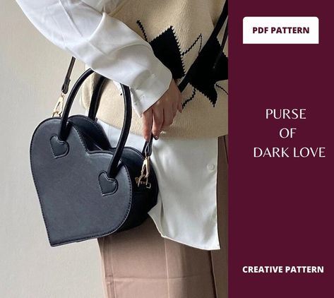 Purse of Love PDF Pattern Heart Shaped Party Bags for - Etsy Heart Purse Pattern, Heart Bag Pattern, Sewing Handbag, Purse Sewing, Heart Shaped Bag, Handbag Sewing Patterns, Purse Sewing Patterns, Pattern Purse, Diy Bags