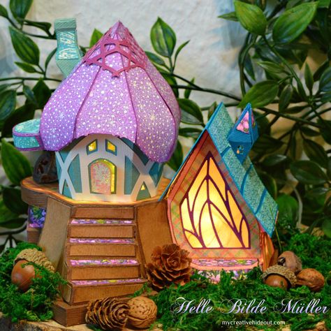 Paper Fairy House, Fairy House Template Free Printable, Mansion Cottage, Fairy House With Cardboard, 3d Paper Houses Cricut, Fairy House Svg Free, Mini Mansion, Rough Week, Fairy Cottage