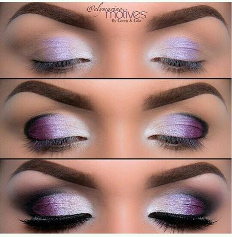 Tolles Augen Make Up mit Lidschatten in Lila Tönen Maquillage Yeux Cut Crease, Purple Smokey Eye, Purple Eye Makeup, Eye Pigments, Smink Inspiration, Beauty Make-up, Makijaż Smokey Eye, Makeup Tricks, Black Eyes