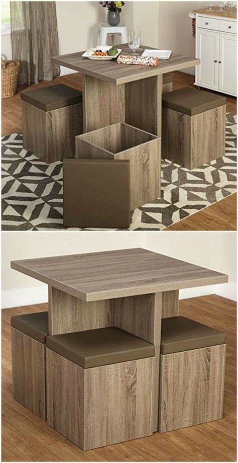 Space Saving Table, Furnitur Ruang Keluarga, Living Room Furniture Styles, Hiasan Bilik Tidur, Table For Small Space, Small Kitchens, Diy Holz, Wall Table, Creative Furniture