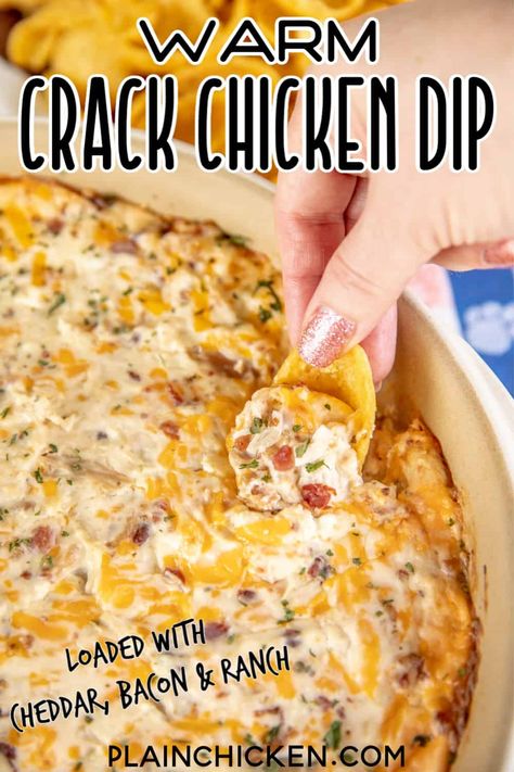 Cheese Bacon Chicken, Warm Dip Recipes, Baked Dip, Chicken Cheddar, Football Friday, Chicken Dip Recipe, Cheese Cheddar, Chicken Ranch, Bacon Chicken