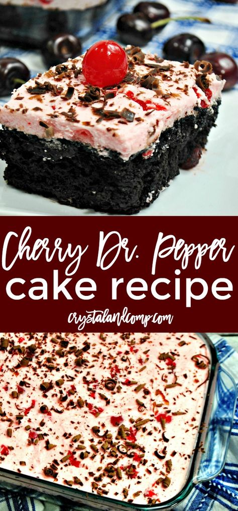 Cherry Dr Pepper Cake | CrystalandComp.com Dr Pepper Cake Recipe, Cherry Dr Pepper Cake, Cherry Dr Pepper, Easy Recipe For Kids, Dr Pepper Cake, Frozen Drink Recipes, Recipe For Kids, Easy Meals For Kids, 9x13 Baking Dish