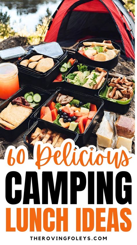 Tired of hot dogs and burgers, try these camping meal lunch ideas on your next camping trip! These are the best camping lunch ideas for a crowd, or for kids, or if you want to make them ahead of time. 60 easy camping lunch ideas you need to test out! | Camping Lunch Ideas | Camping Lunch Ideas Make Ahead | Easy Camping Lunch Ideas Make Ahead | Cold Lunches For Camping, Healthy Camping Lunch Ideas, Clean Eating Camping Meals, Lunch Camping Ideas, Camping Lunches Ideas, Easy Camping Lunches, Camping Snacks Make Ahead, Lunch Ideas For Camping, Lunch Ideas Camping