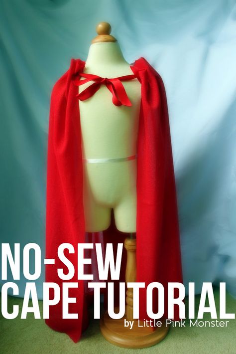 DIY No Sew Cape Tutorial   I could go as Little Red Riding Hood... How To Make A Cape, No Sew Cape, Superhero Dress Up, Cape Tutorial, Diy Cape, Cape Pattern, Capes For Kids, Hallowen Costume, Superhero Capes