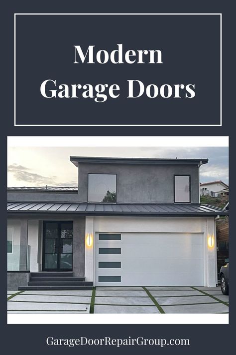 modern garage doors Modern Garage Doors White, Minimalist Garage Door, White Modern Garage Door, Modern Garage Door, Unconventional Materials, Modern Garage Doors, Garage Door Styles, Modern Garage, Garage Makeover