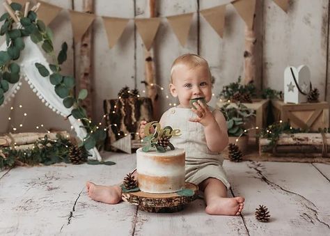 Woodland Cake Smash, 1st Photoshoot, Boho 1st Birthday, Jersey Cake, Cake Smash Theme, Cake Smash Photoshoot, Smash Photoshoot, Baby Birthday Photoshoot, Cake Photoshoot