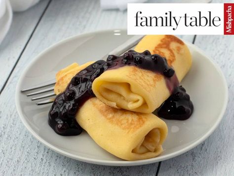 Blintzes Recipe, Lemon Crepes, Cheese Blintzes, Farmer’s Cheese, Ricotta Filling, Crepes Filling, Fruit Sauce, Berry Compote, Blueberry Sauce