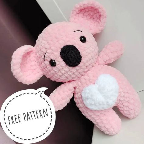 Amigurumi Crochet Koala Patrón Libre-2 Koala Lovey Crochet Pattern Free, Marshmallow Crochet, Crochet Koala, Crocheting Amigurumi, Crochet Toys Free, Animal Crochet, Crochet Panda, Crochet Animals Free Patterns, Fair Projects