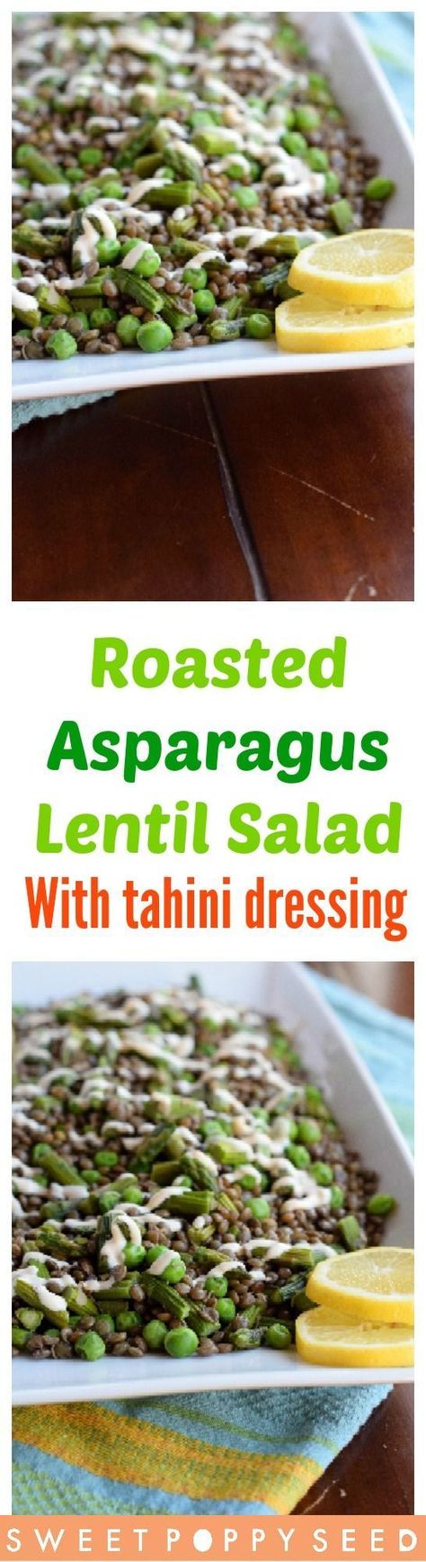 Salad With Asparagus, Salad With Tahini Dressing, Dinner Favorites, Paleo Dishes, Simple Salad, Asparagus Salad, Lentil Salad, Tahini Dressing, Tasty Healthy