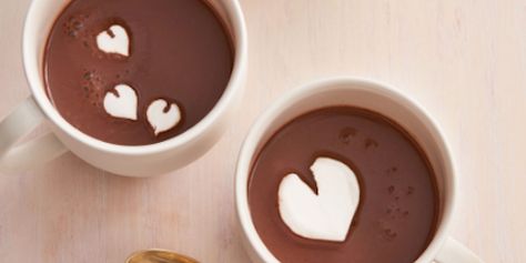 Make Martha Stewart's favorite hot chocolate recipe for your Valentine Caramel Truffle, Homemade Food Gifts, Hot Chocolate Recipe, Chocolate Peanut Butter Cups, Heart Shaped Cookies, Mexican Hot Chocolate, Valentines Day Desserts, Homemade Hot Chocolate, Chocolate Sprinkles