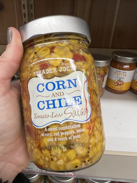 Corn and Chile Tomato-Less Salsa Chile Salsa, Mexican Recipe, Trader Joe’s, Salsa Recipe, Trader Joe, Trader Joe's, Trader Joes, Red Peppers, Finger Food