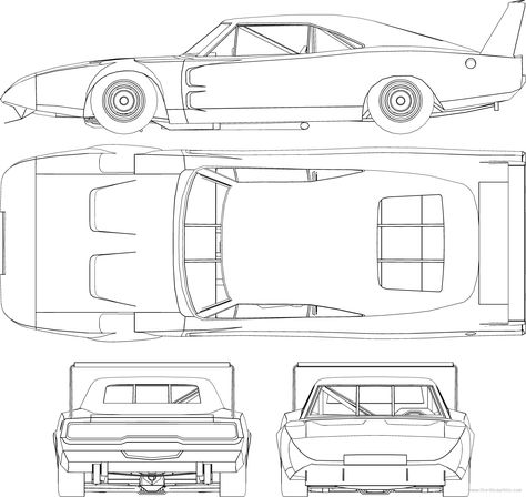 The-Blueprints.com - Blueprints > Cars > Dodge > Dodge Charger ... Car Schematic, Blueprint For 3d Modeling, Car Blueprint, Schematic Drawing, Dodge Daytona, Dodge Charger Daytona, Dodge Muscle Cars, Cars Coloring Pages, Gt Cars