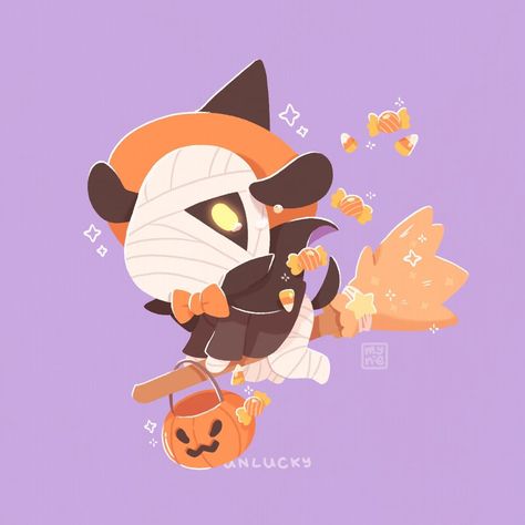 Acnh Lucky Fanart, Flick Acnh Fanart, Animal Crossing Halloween Wallpaper, Animal Crossing Pumpkin Carving, Acnh Wallpaper, Acnh Fanart, Acnh Art, Spooky Illustration, Pumpkin Mummy