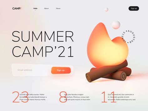 Summer Camp Website, 3d Website Design, Directory Design, 카드 디자인, Website Design Layout, Ui Design Inspiration, Web Layout Design, Design Jobs, Website Designs