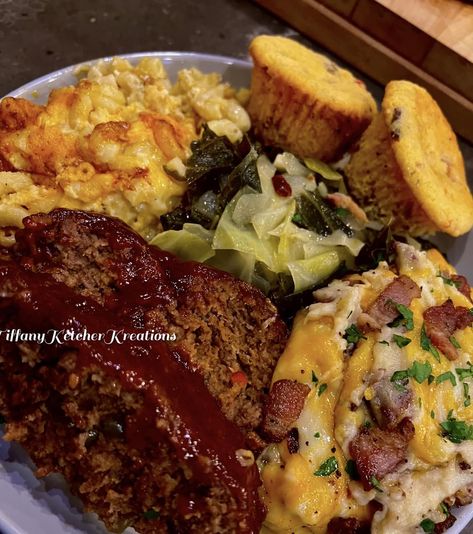 Asian style meatloaf, baked... - Tiffany Ketcher Kreations Tiffany Ketcher Kreations, Tiffany Ketcher Recipes, Soul Food Meatloaf, Asian Meatloaf, Bacon Pimento Cheese, Mashed Potatoes With Bacon, Bacon Mashed Potatoes, Potatoes With Bacon, Loaded Mashed Potatoes