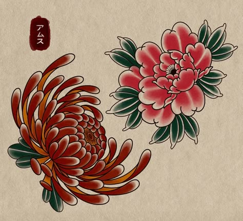 𓅋 Available Japanese Chrysanthemum and Peony flowers ready to be tattooed. Happy to do them black and grey instead of colour! Bookings and enquiries: 📨amsthatcher@gmail.com ••• #chrysanthemum #peonytattoo #peony #japaneseflower #wabori #flashtattoo #surreytattooartist #colourtattoo Chrysanthemum Tattoo Neotraditional, Japanese Crysamthmum Flower Tattoo, American Traditional Chrysanthemum, Japanese Chrysanthemum Tattoo Design, Traditional Japanese Flower Tattoo, Traditional Chrysanthemum Tattoo, Peonies Tattoo Design, Japanese Chrysanthemum Tattoo, Japanese Floral Tattoo