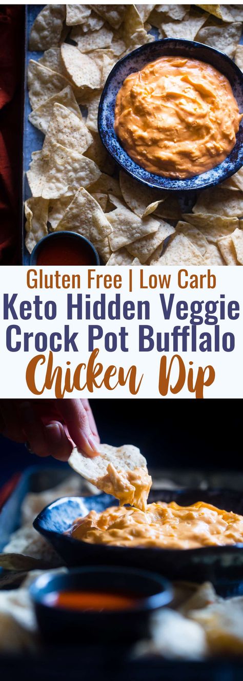 5 Ingredient Crock Pot Healthy Keto Buffalo Chicken Dip with Cauliflower - This dip is made with cauliflower so it's packed with hidden veggies and extra creamy! It's a low carb and gluten free appetizer for game day! | #Foodfaithfitness | #Glutenfree #Keto #lowcarb #healthy #buffalochicken Buffalo Chicken Low Carb, Keto Buffalo Chicken Dip, Crock Pot Healthy, Gluten Free Crock Pot, Dip Crockpot, Gluten Free Appetizer, Healthy Buffalo Chicken Dip, Keto Buffalo Chicken, Slow Cooker Buffalo Chicken