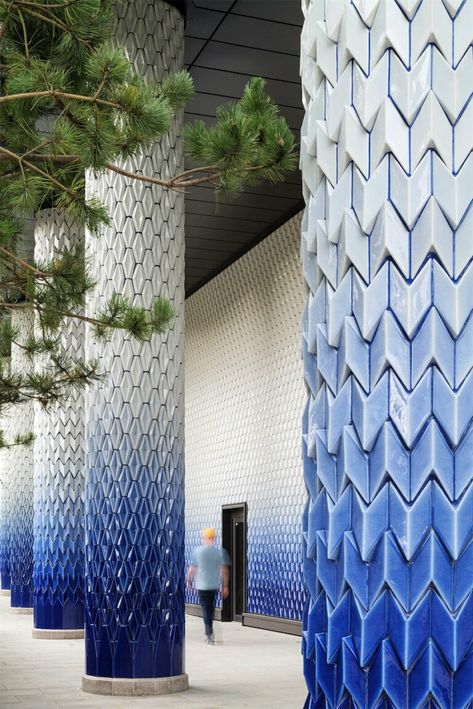 Pattern Archives - leManoosh Column Cladding, Dimensional Tile, Kids Bedroom Inspiration, Parametric Architecture, Column Design, Parametric Design, Structure Architecture, Porcelain Tiles, Facade Design