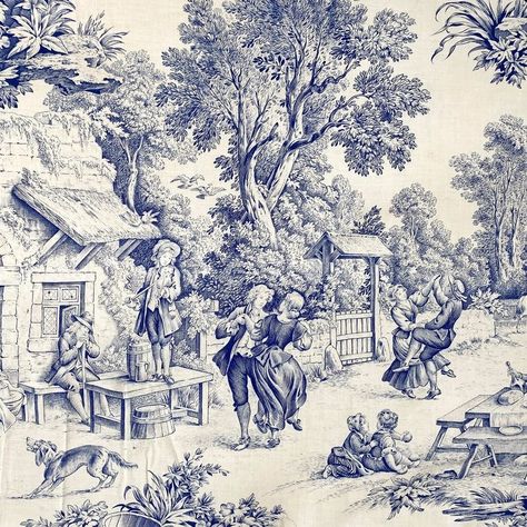 Framing Design, Violin Art, Toile Pattern, Antique Wallpaper, French Toile, Toile Fabric, Cottagecore Decor, French Fabric, French Countryside