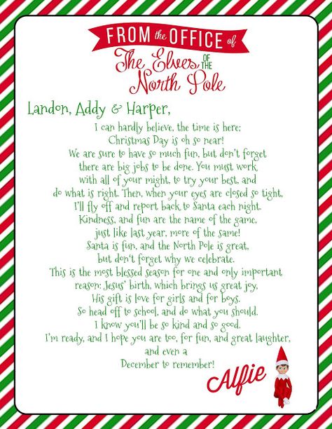 Growing up Godbold: {Elf on The Shelf} Welcome Letter with Free Printable Elf On The Shelf Exit Letter, Elf Last Day Letter, Free Elf Letter Printable, Free Elf On The Shelf Welcome Letter, Elf On The Shelf Welcome Back Letter Free Printable, Printable Elf On The Shelf Letter, Elf On The Shelf Pet Arrival Letter, Elf Welcome Letter Free Printable, Elf Is Back Letter