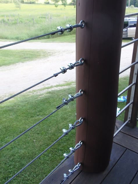 Cable Fencing, Cable Railing Deck, Deck Remodel, Deck Railing Design, Balkon Decor, Railing Ideas, Wooden Deck, Porch Railing, Cable Railing