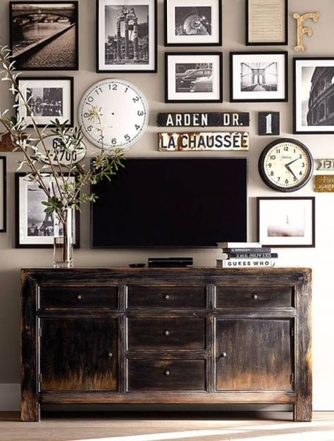 Pottery Barn 2 How To Decorate Around A Tv, Ruang Tv, Tv Wall Decor Ideas, Tv Fal, Tv Stand Designs, Diy Projektit, Tv Wall Decor, Bedrooms Ideas, Grandma's House