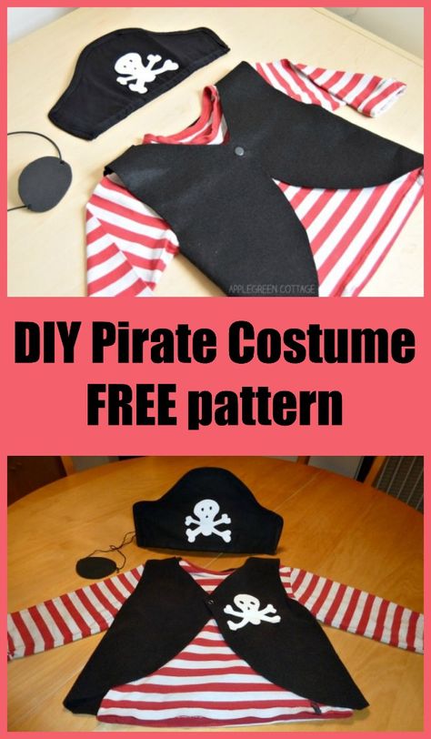 DIY Pirate Costume Free pattern and tutorial. Here's a fabulous Pirate Costume pattern for your two to threee year old. Great for dress up, fun time and pretend play time. #SewModernKids #SewingforKids #KidsSewingPattern #SewingForToddlers #ToddlersSewingPattern #SewAPirateCostume #PirateCostumePattern #SewingForFree #FreeSewingPattern Pirate Costume Couple, Diy Pirate Costume, Diy Pirate Costume For Kids, Pirate Pattern, Homemade Pirate Costumes, Last Minute Kostüm, Diy Costumes Kids Boys, Pirate Costume Kids, Diy Pirate