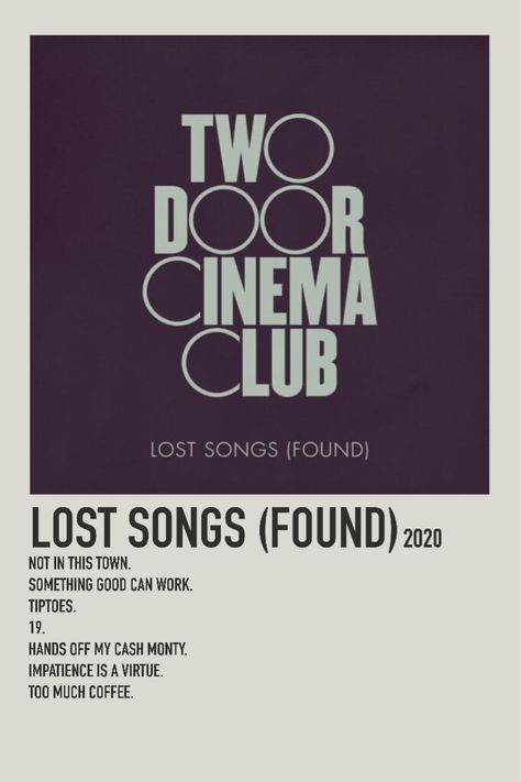 Minimalist Album Poster, Album Polaroid Poster, Lost Song, Polaroid Album, Two Door Cinema Club, Bebas Neue, Minimalist Music, Album Posters, Polaroid Poster