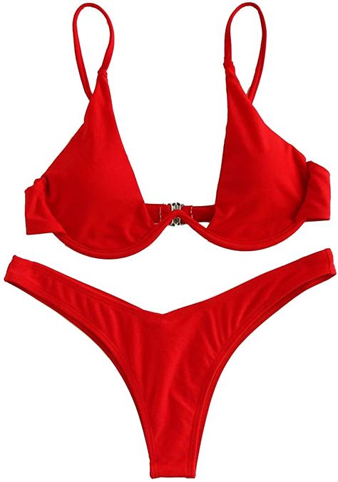 Amazon.com: Verdusa Women's Sexy Triangle Bathing Two Pieces Swimsuit Bikini Set Red M : Clothing, Shoes & Jewelry Verdusa Women, Speedo Swimsuit, Yellow Clothing, Nicola Peltz, Maternity Swim, Swimsuit Women, Women's Tie, Padded Bra, Support Bras