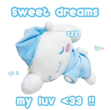 Goodnight Reaction Pic, Funny Cinnamoroll, Cute Goodnight, Disney Love Stories, I Love You Honey, Little Doodles, Cute Messages, Hello Kitty Pictures, Aesthetic Words