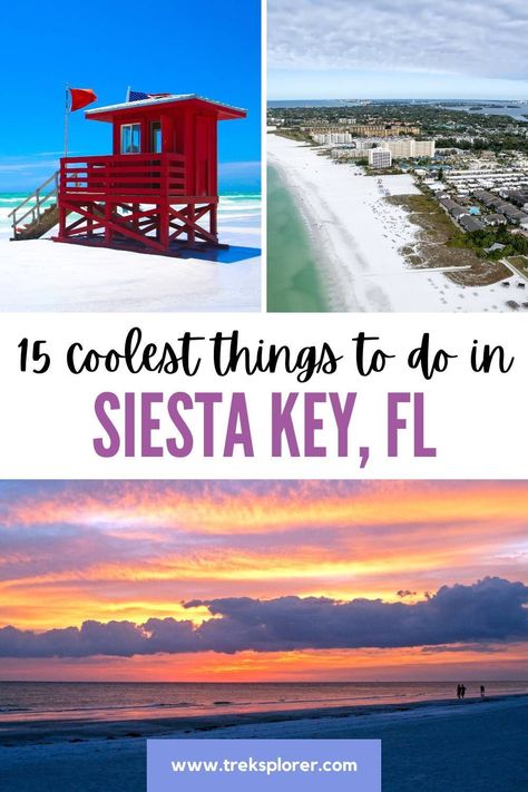 Discover the prime attractions and cool things to do in Siesta Key, Florida, beginning with the famous Siesta Key Beach, ideal for seaside enjoyment and unwinding. Roam the animated Siesta Key Village, bask in the sunshine at Crescent Beach, and encounter sea creatures at Point of Rocks. Turtle Beach presents a more secluded beach setting, perfect for family outings and finding shells. Siesta Key's points of interest offer a combination of sandy leisure, community vibes, and scenic charm. Siesta Key Village, Siesta Beach, Siesta Key Florida, Travel Florida, Siesta Key Beach, Florida Life, Florida Destinations, Cool Things To Do, Vacation Locations