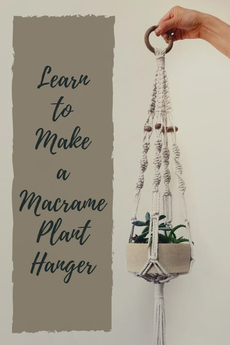 Learn to make a macrame plant hanger and plant succulents in this hand thrown pot from Sweetheart Ceramics. Diy Macrame Plant Hanger Easy, Diy Macrame Plant Hanger Pattern, Diy Macrame Wall Hanging, Rope Plant Hanger, Macrame Plant Hanger Tutorial, Free Macrame Patterns, Macrame Plant Hanger Patterns, Macrame Hanging Planter, Macrame Planter