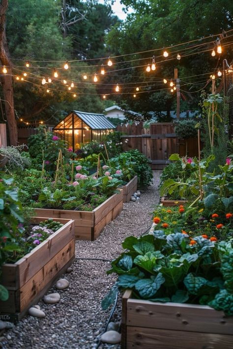 Small Garden With Raised Beds, Unique Small Garden Ideas, Backyard Garden Planters, Home Garden Ideas Small, Kitchen Garden Small, Raised Garden Landscaping, Garden Landscape Design Ideas, Home Allotment Ideas, Garden Design Fence Ideas