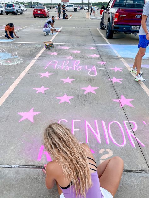 Chalking Senior Parking Spots, Senior Parking Spots Chalk, Chalk Parking Spot Senior Simple, Senior Year Parking Spot Ideas Chalk, Senior Chalk Art, Senior Parking Spaces Chalk Easy, Chalk Your Spot Senior, Senior Parking Spaces Simple, Parking Spot Chalk Ideas