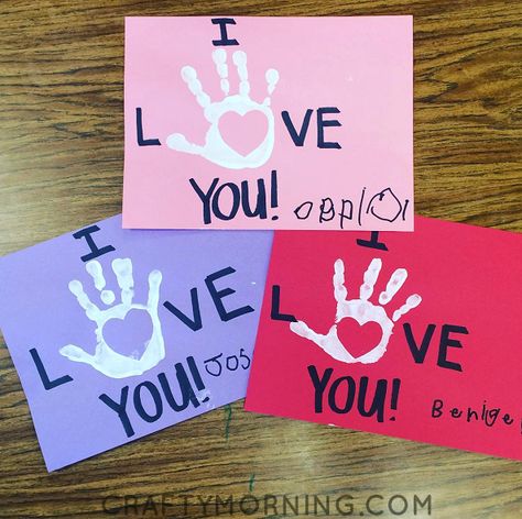 I Love You Handprint Valentine's Day Card - Crafty Morning Preschool Valentine Crafts, Crafty Morning, February Crafts, Valentine's Day Crafts For Kids, Preschool Valentines, Valentine Activities, Valentine Crafts For Kids, Toddler Valentines, Valentine Projects