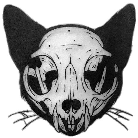 Cat Skeleton Tattoo, Cat Skull Tattoo Design, Cat Skull Art, Cat Head Tattoo, Cat With Horns, Cat Skull Tattoo, Cat Skeleton, Creepy Cat, Skeleton Tattoos