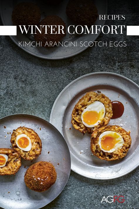 Have leftover Kimchi Risotto from the previous recipe? Turn it into these creative and delicious Kimchi Arancini Scotch Eggs from Su Scott's book "Pocha"! 

Crispy on the outside with a spicy, creamy center – it's a must-try. 

Save this pin and get the full recipe now!
https://www.agfg.com.au/recipe/kimchi-arancini-scotch-eggs-recipe-by-su-scott Kimchi Risotto, Scotch Eggs Recipe, Scotch Eggs, Tomato Chutney, Soft Boiled Eggs, Seasoned Rice, Eggs Recipe, Rice Balls, Boiled Egg