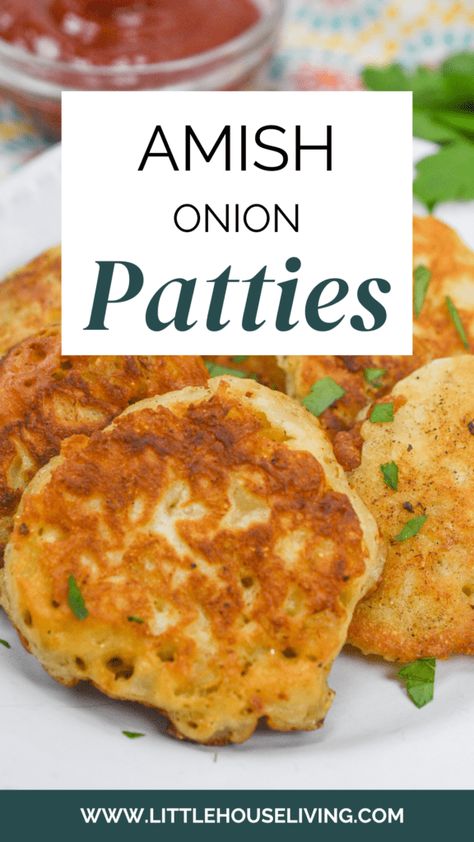 Amish Onion Patties Recipe, Onion Patties, Potato Patties, Patties Recipe, Amish Recipes, Onion Recipes, Veggie Side Dishes, Veggie Sides, Croquettes