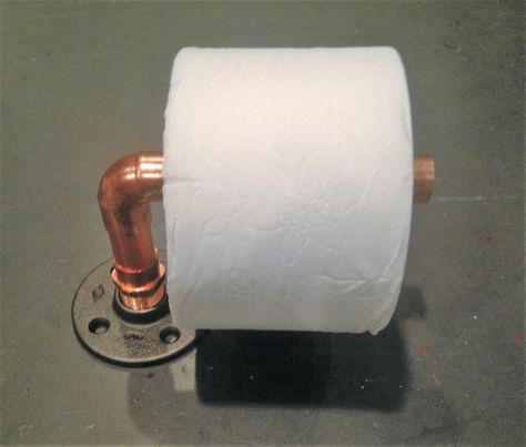 Industrial 3/4" Copper Pipe Toilet Paper Holder Copper Toilet, Toilet Roll Holder Shelf, Pipe Toilet Paper Holder, Diy Toilet Paper Holder, Industrial Toilets, Industrial Style Decor, Copper Bathroom, Toilet Paper Roll Holder, Diy Toilet