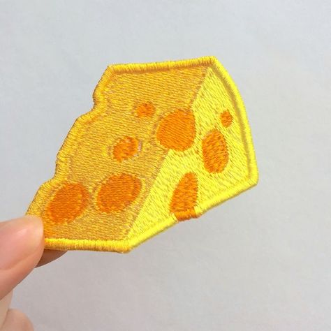 Emoji Pin, Cheese Wedge, Cute Patches, Sew On Patches, 50th Gifts, Embroidery Patches, Sew On, Embroidered Patch, Sewing Bag