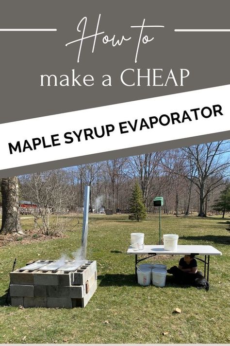 Another thing to add to my homesteading ideas! How to build a backyard cheap and portable backyard evaporator for maple sap. Tapping maple trees on our property and making maple syrup is a great way to homestead even on a small amount of property. It even has links on how to tap maple trees, how to boil down maple sap and how to finish maple syrup on the stovetop! Cinder Block Maple Syrup Evaporator, Maple Syrup Evaporator Diy, Maple Syrup Tapping, Making Maple Syrup, How To Make Maple Syrup, Diy Maple Syrup Evaporator, Maple Syrup Taps, Diy Syrup, Tree Tapping