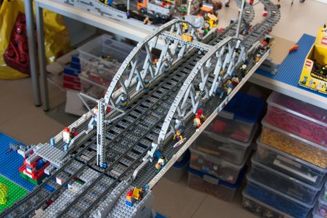 Lego Bridges, Lego Bridge, Lego Track, Lego City Train, Train Bridge, Train Tunnel, Lego Train, Lego Trains, Lego Mocs