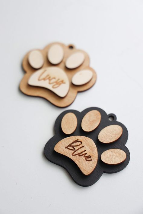 Pets Laser Cut Present Tags, Paw Ornament, Stocking Tags, Farmhouse Nursery, Laser Cut Wood Crafts, Laser Engraved Ideas, Memorial Ornaments, Christmas Ornament Crafts, Ornament Crafts