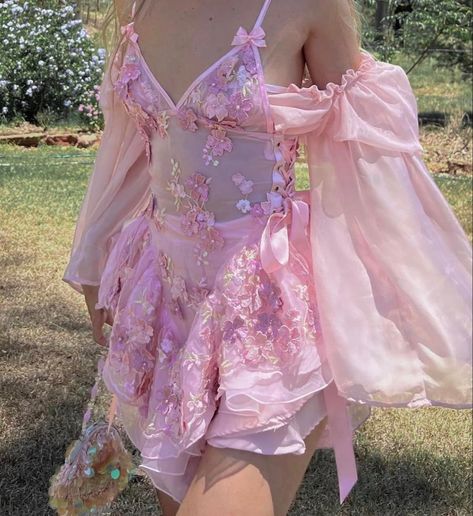 Australian Dresses, Layered Ruffle Skirt, Rave Fits, Miniature Dress, Fest Outfits, Fairytale Dress, Pink Petals, Festival Looks, Silk Mini Dress