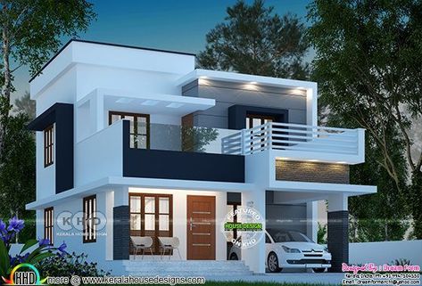 1585 square feet 3 bedroom modern flat roof home | Kerala home design | Bloglovin’ Mention House, Town House Design, Kerala Home Design, Single Floor House Design, Kerala Home, Two Story House Design, Pelan Rumah, Flat Roof House, Kerala House