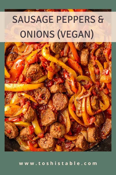 Sausage, peppers and onions using beyond meat is a simple, mouth-watering, one pot recipe everyone will love! This 30 minute vegan recipe has petite diced tomatoes, Italian seasonings and smoked paprika that come together as a delightful sauce packed full of flavor. Vegan Sausage Recipe, Vegan Weeknight Meals, Sausage Peppers And Onions, Italian Seasonings, Sausage Peppers, Sausage And Peppers, Vegan Sausage, Diced Tomatoes, Onion Recipes