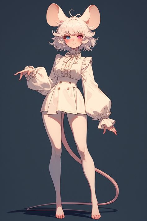 Anime Animal Female, Mouse Girl Character Design, Free Character Design, Mouse Character Design, Character Design Ideas, Cute Character Design, Mouse Character, Mouse Art, Character Design Girl